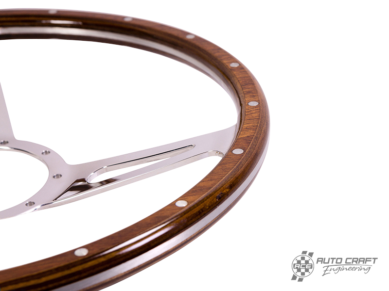 3 slot, mahogany steering wheel, 380mm, 9 bolt - Various aircooled