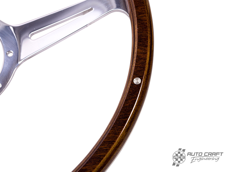 3-slot mahogany steering wheel, 380mm, 9 bolt - Various aircooled