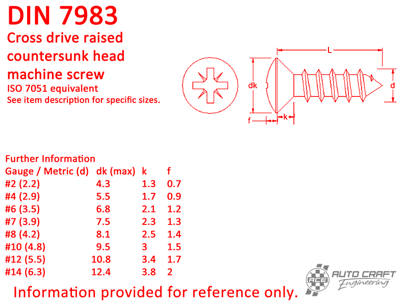 Tapping screw, countersunk raised head, B 3.5 X 10, stainless steel - DIN 7983