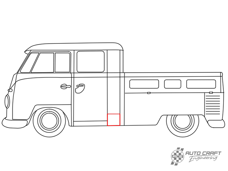 Side panel, back of cab, 280mm, left, RHD - Type 2, 58>70