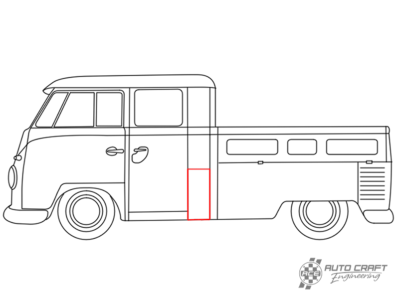 Side panel, back of cab, 550mm, left, RHD - Type 2, 58>70