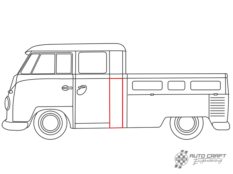 Side panel, back of cab, 840mm, left, RHD - Type 2, 58>70