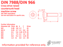 Screw, cross drive countersunk raised head, AM 5 x 10, stainless steel - DIN 7988