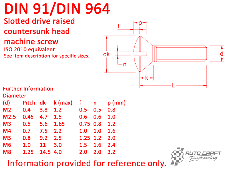 Screw, slotted drive countersunk raised head, AM 5 X 20, stainless steel - DIN 91/DIN 964