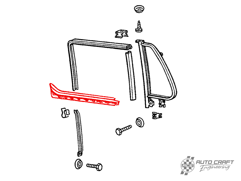 Cab door window scraper, inner left - Type 2, 68>79