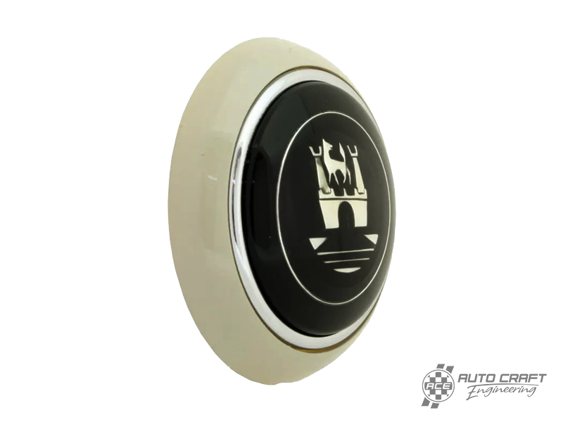 Horn button, silver beige with logo -  Typ 1, 56>59 Typ 2, 55>67 