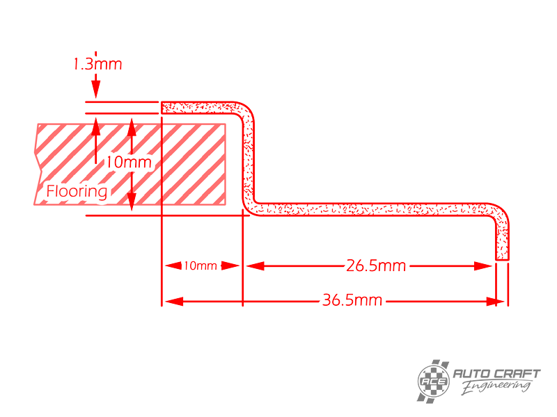 Cargo floor edging strip - Type 2, >67