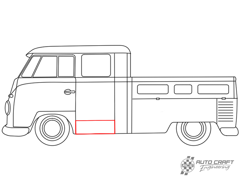 Side panel, opposite cargo door, (280mm), double cab - Type 2, 58>70