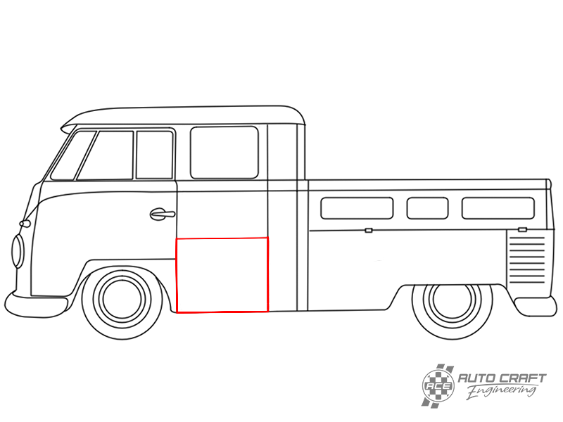 Side panel, opposite cargo door, (550mm), double cab - Type 2, 58>70