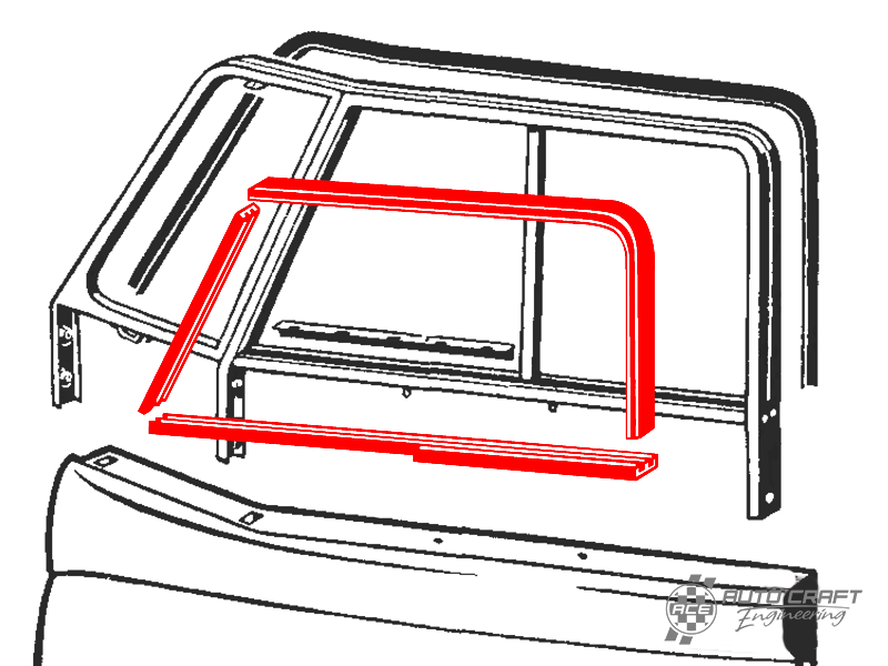 Cab door felt channel set - Type 2, 55>67