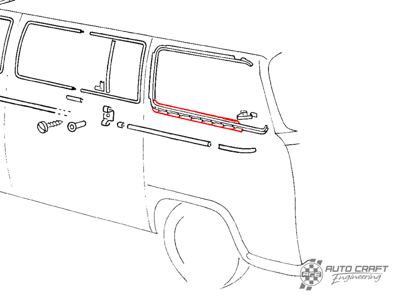 Cab door window scraper, outer right - Type 2, 68>79