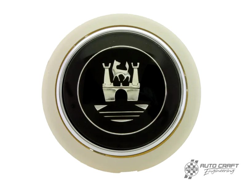 Horn button, silver beige with logo -  Typ 1, 56>59 Typ 2, 55>67 