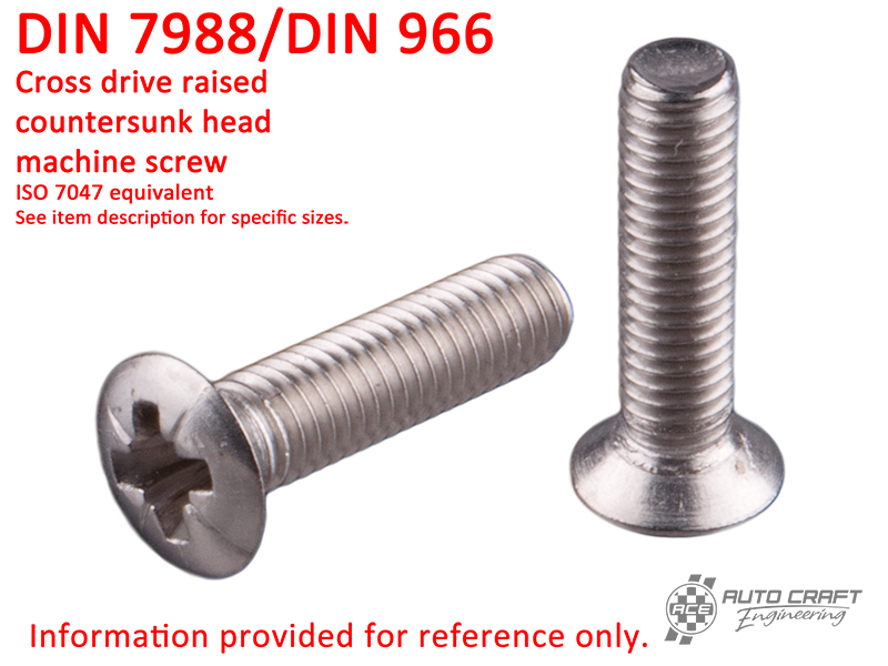 Screw, cross drive countersunk raised head, AM 5 x 13, stainless steel - DIN 7988