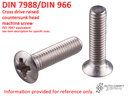 Screw, cross drive countersunk raised head, AM 5 x 13, stainless steel - DIN 7988