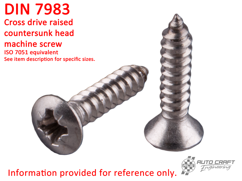 Tapping screw, countersunk raised head, B 4.8 x 13, stainless steel - DIN 7983