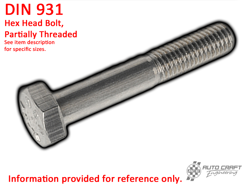 Bolt, hex. head, SM 8 X 75, stainless steel - DIN 931