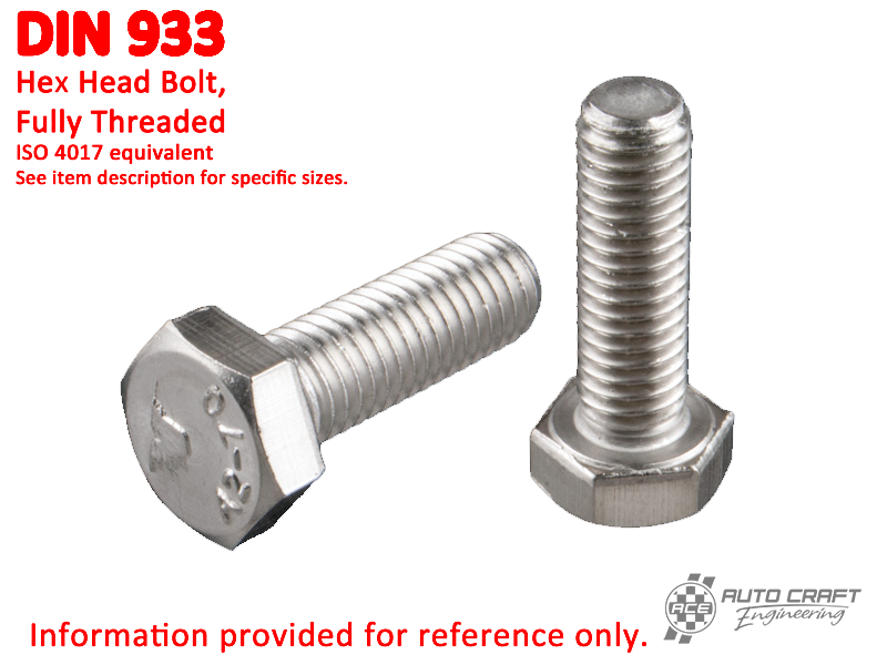 Bolt, hex. head, M 6 X 12, stainless steel - DIN 933