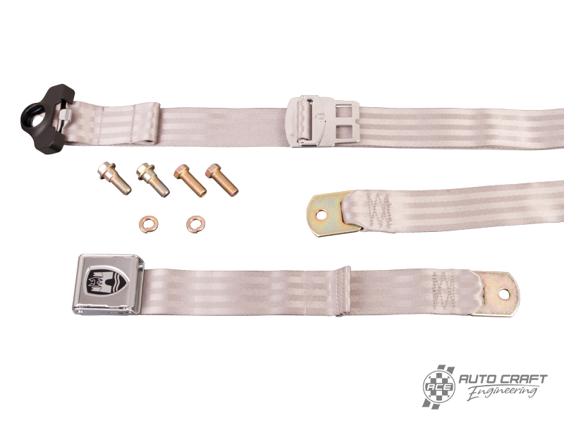 3-Point non retractable seat belt, grey with chrome buckle