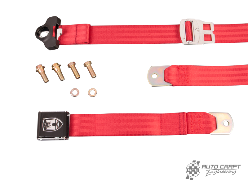 3-Point non retractable seat belt, red with black buckle