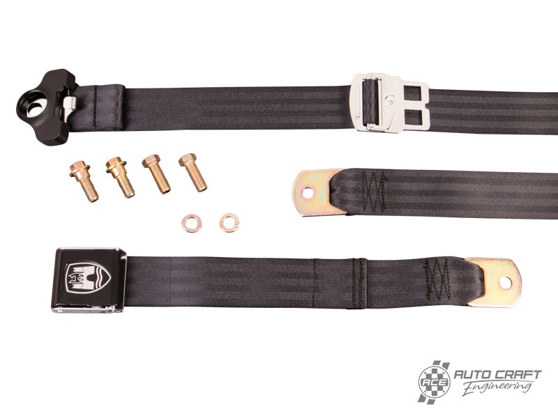 3-Point non retractable seat belt, black with black buckle