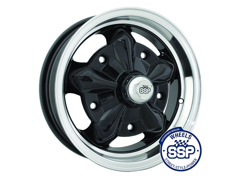 Alloy wheel, Torque, black & polished - Various aircooled
