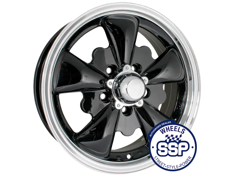 Alloy wheel, GT 5 spoke, black & polished - Various aircooled