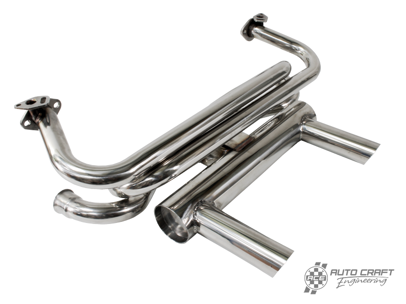 Stainless steel twin pipe exhaust system, 1300cc-1600cc - Type 1 & 14, 60>