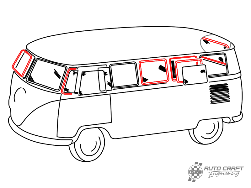 Window seal kit, 13 window with 2 pop-outs - Type 2, 63>67