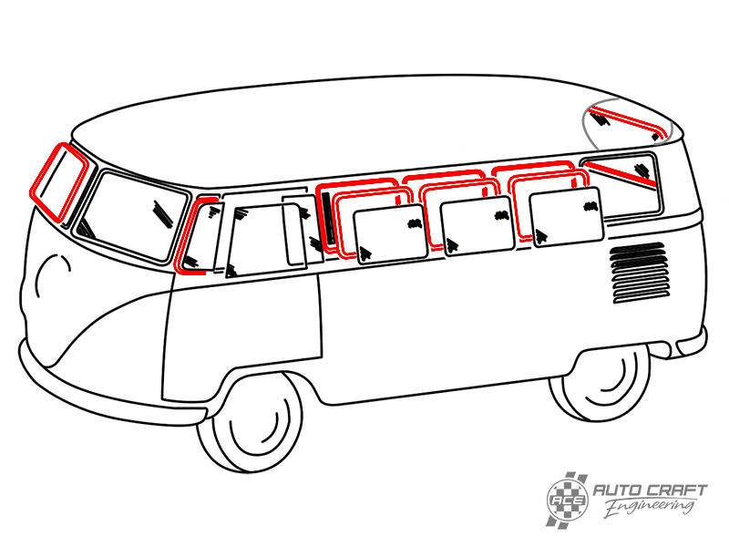 Window seal kit, 13 window with 6 pop-outs - Type 2, 63>67