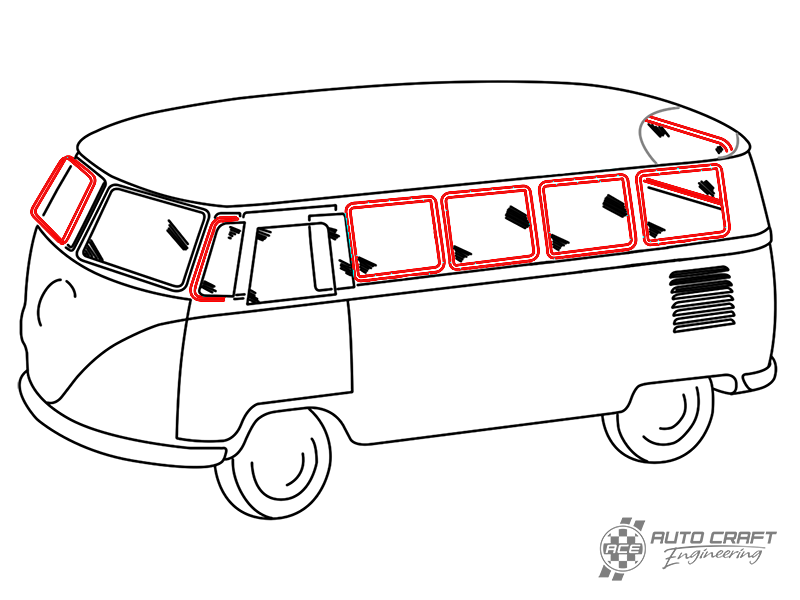 Window seal kit, 13 window with no pop-outs - Type 2, 63>67