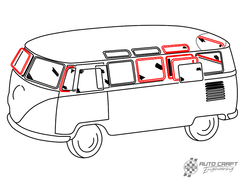 Window seal kit, 21 window with 2 pop-outs - Type 2, 63>67