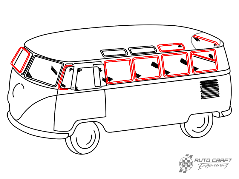 Window seal kit, 21 window with no pop-outs - Type 2, 63>67