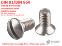 Screw, slotted drive countersunk raised head, AM 6 X 15, stainless steel - DIN 91/DIN 964