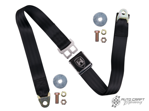 [ZVW20BK] 2-Point lap seat belt, black with black buckle