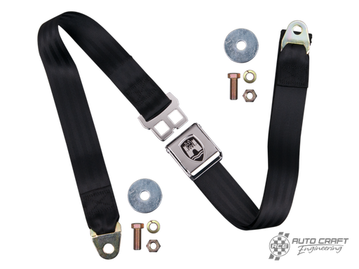 [ZVW20CRBK] 2-Point lap seat belt, black with chrome buckle