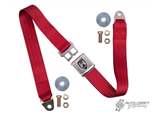 [ZVW20CRRD] 2-Point lap seat belt, red with chrome buckle