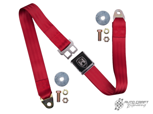 [ZVW20RD] 2-Point lap seat belt, red with black buckle