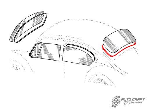 [113-845-521/B] Rear window seal, deluxe - Type 1, 58>64