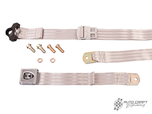 [111-857-705/AGY] 3-Point non retractable seat belt, grey with chrome buckle