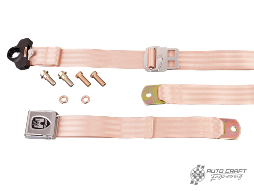 [111-857-705/ALB] 3-Point non retractable seat belt, light brown with chrome buckle