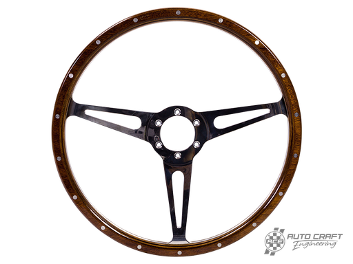 [111-400-111] 3 slot, mahogany steering wheel, 380mm, 6 bolt- Various aircooled