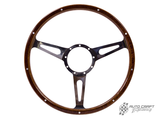 [111-400-112] 3 slot, mahogany steering wheel, 380mm, 9 bolt - Various aircooled