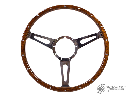 [111-400-113] 3 slot, mahogany steering wheel, 380mm, 9 bolt - Various aircooled