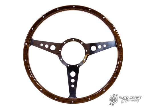 [111-400-114] 9 hole, mahogany steering wheel, 380mm, 9 bolt - Various aircooled