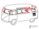 Window seal kit, 21 window with 2 pop-outs - Type 2, 63>67