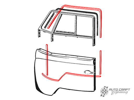 [211-831-721/SGG] Cab door to body seal set for both doors, premium quality, grey - Type 2, 50>67